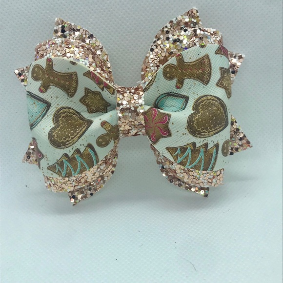 Christmas Holiday Gingerbread Cookie Hair Bow - Picture 7 of 8